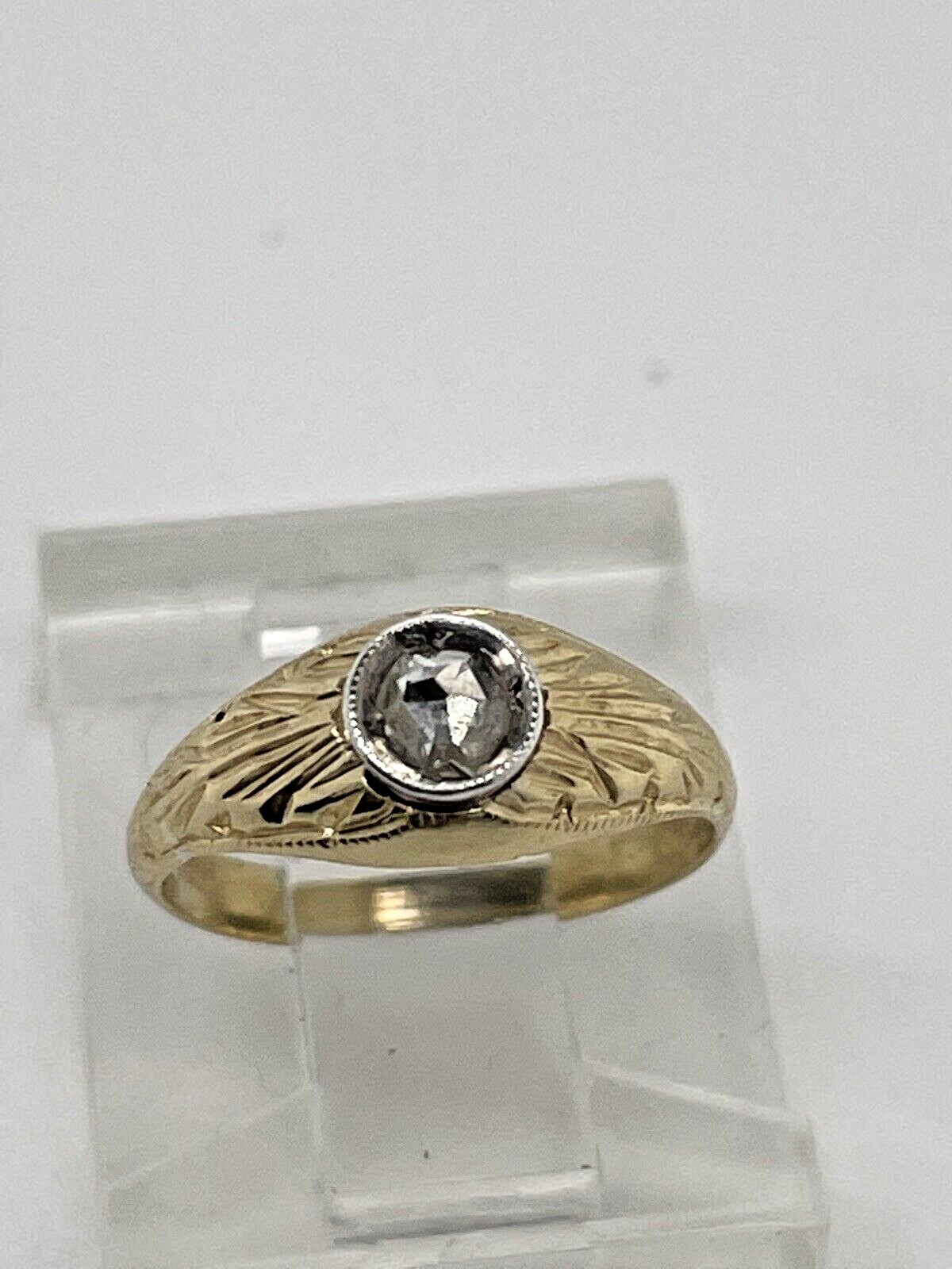 Vintage 14k Yellow Gold .06 Ct Rose Cut Diamond Baby Ring Size 1/2 – 1.4 Grams