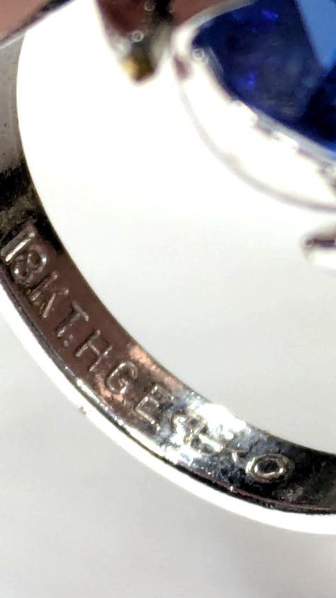 Vintage Blue Cocktail Ring UNCAS 18KT HGE Glass Statement Size 6.75