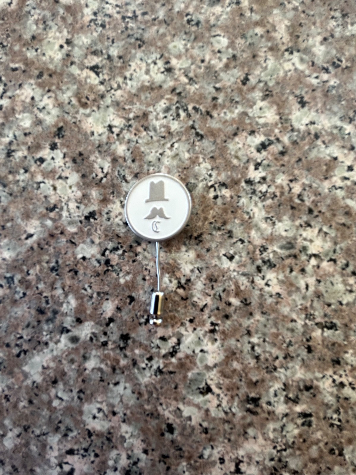Vintage Style Top Hat & Mustache Stick Pin – Monogram C – Men’s Lapel Accessory
