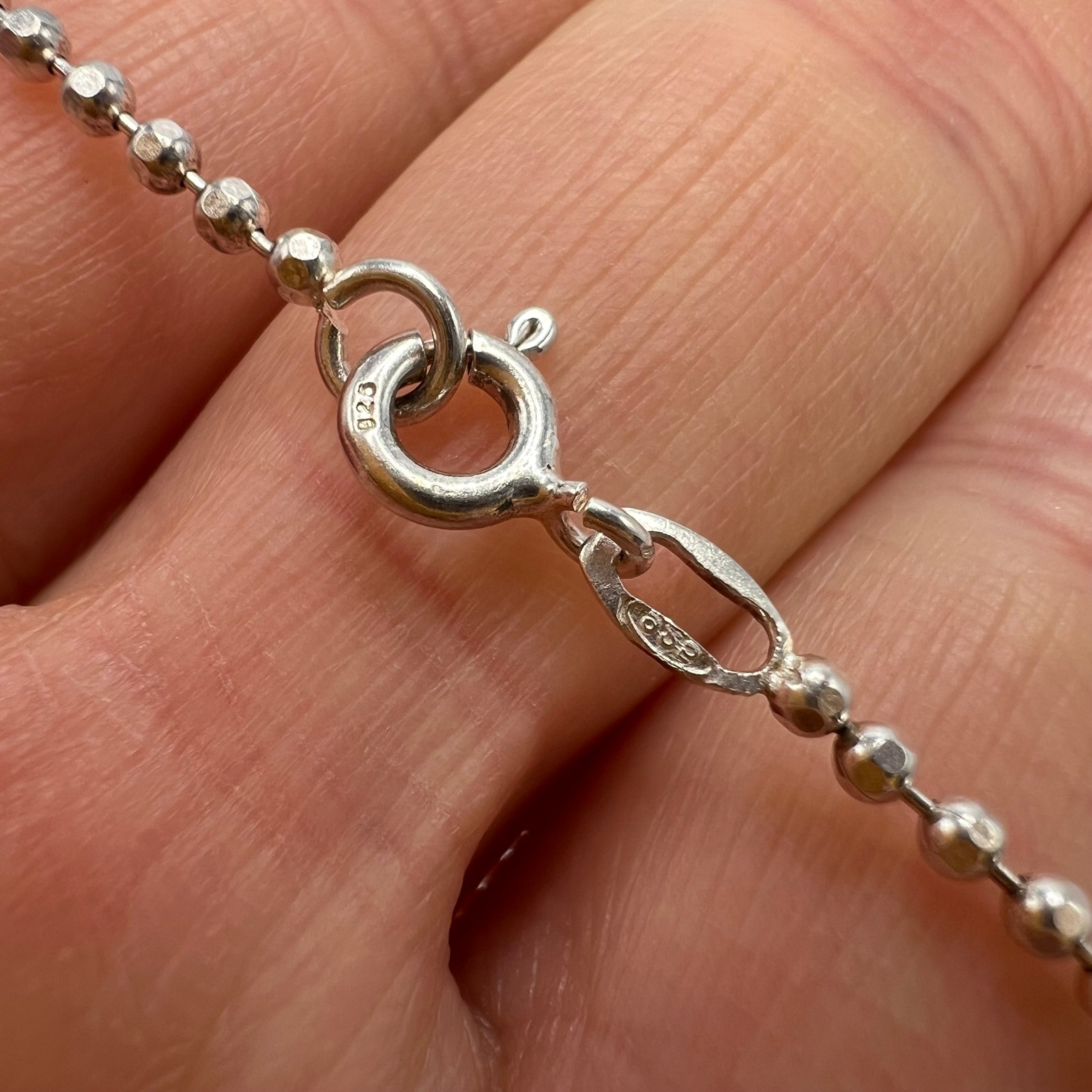 Vintage 925 Sterling Silver 15.7″ Ball Chain Necklace 3.56g Adult Unisex Gift