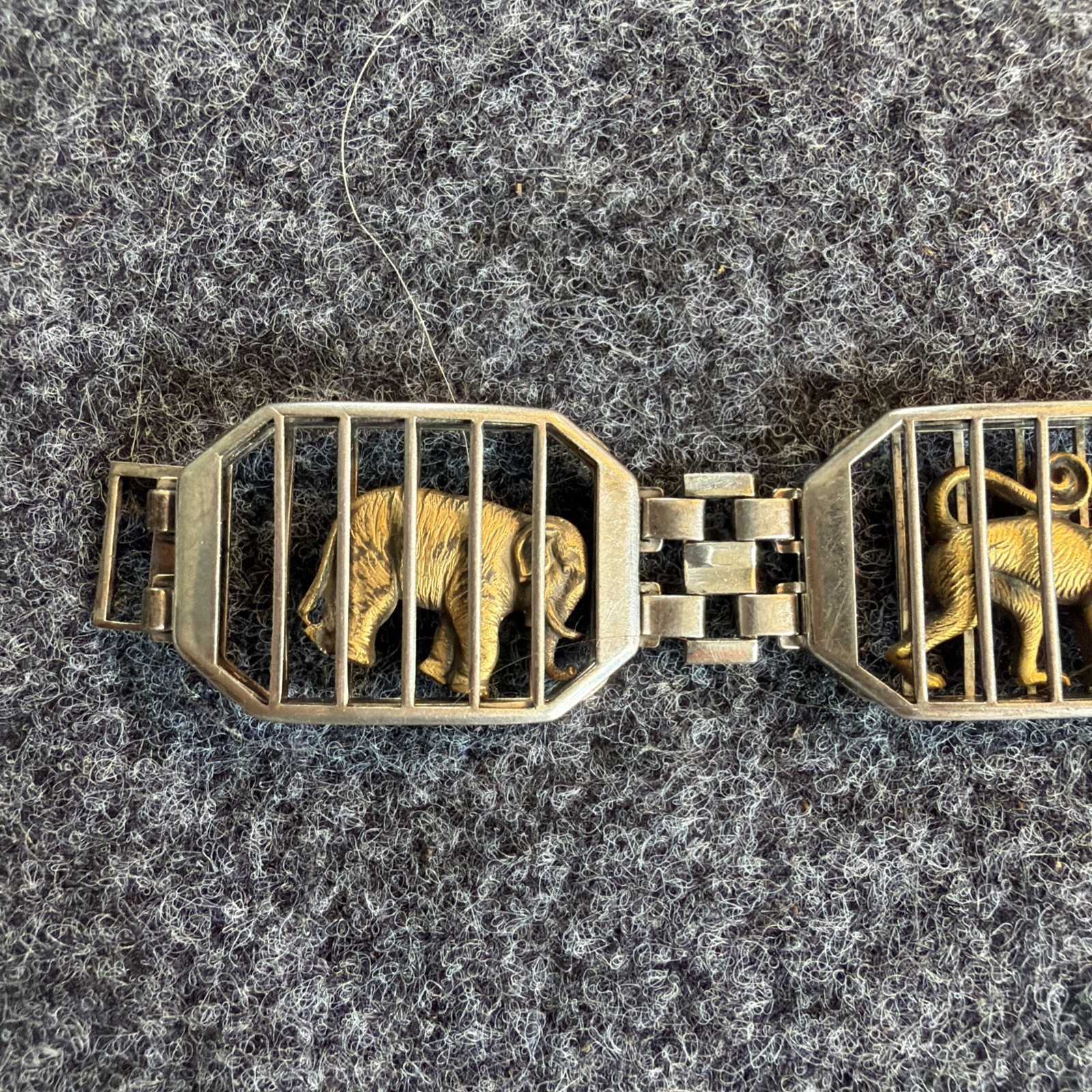 Vintage 1940s Bennett & Bradford Sterling Silver Circus Cage Animal Bracelet BB
