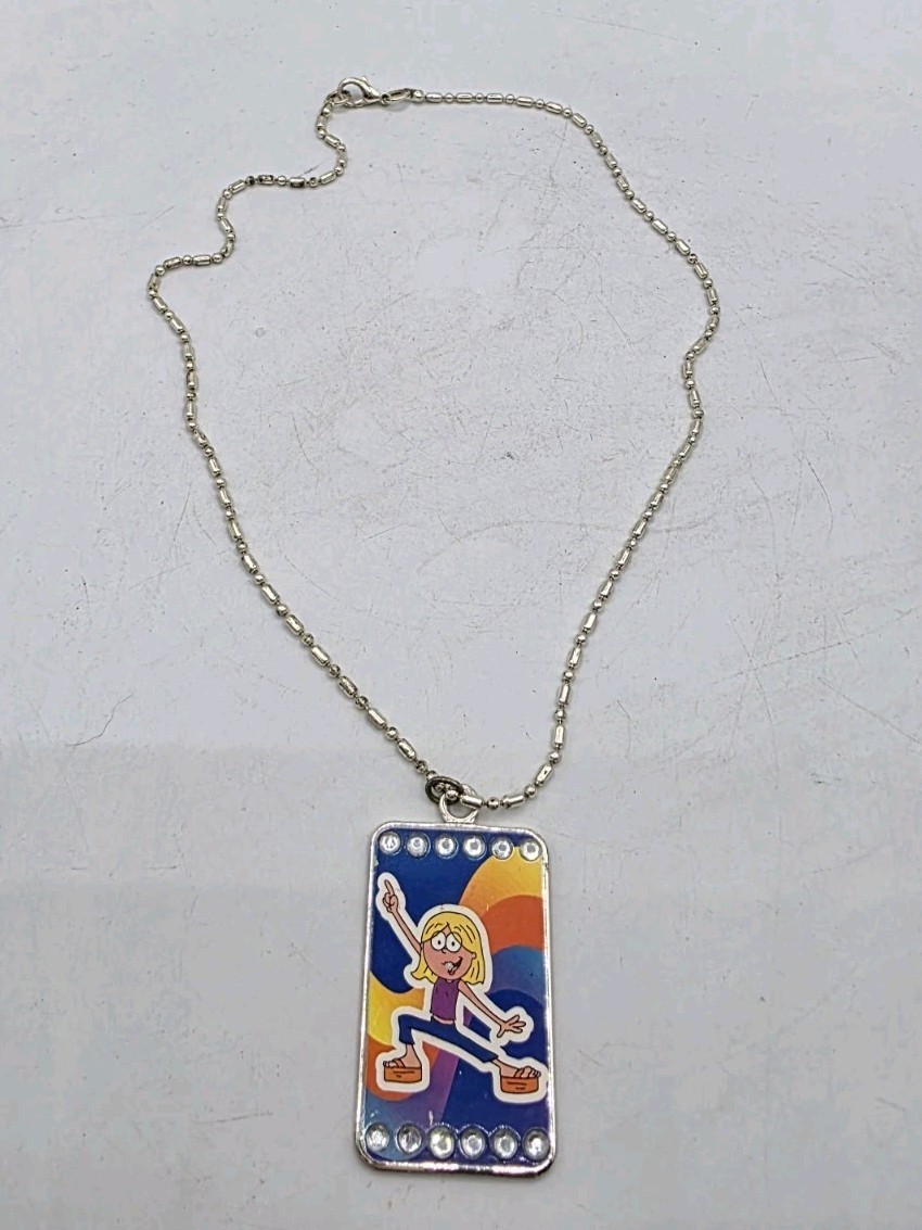 Vintage Y2K Disney Lizzie McGuire Dog Tag Pendant Necklace Jewelry Hillary Duff