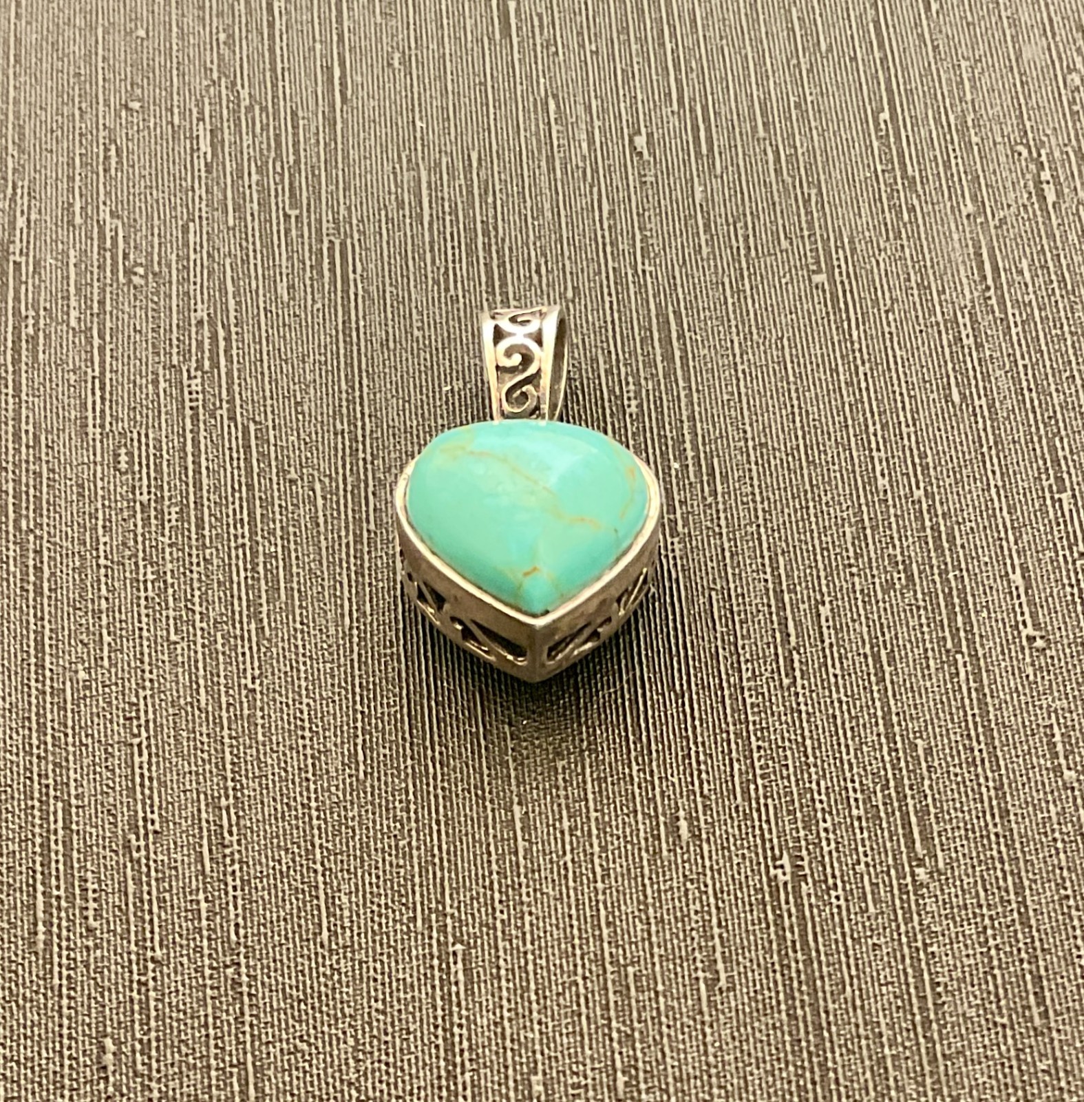 Vintage Sterling Silver 925 & Turquoise Heart Pendant