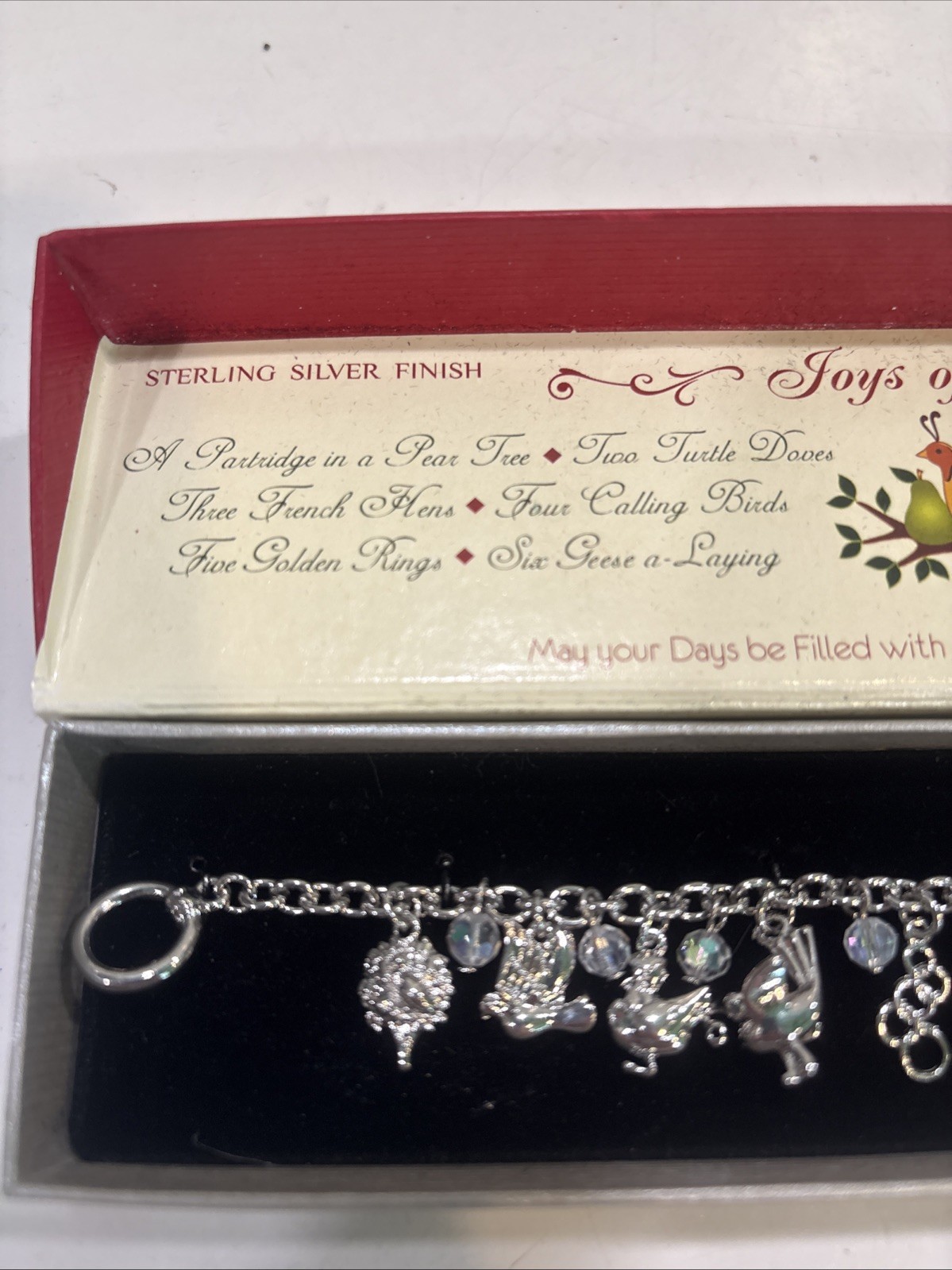 12 Days Of Christmas Charm Bracelet Sterling Silver Finish Toggle Clasp B14A