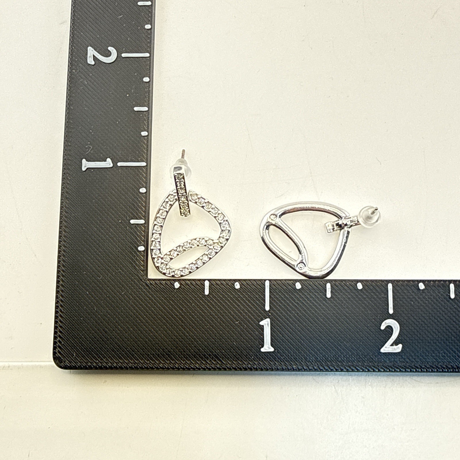 Swarovski Earrings Crystal Swan Signed Dangle Drop Austria Silver Plated