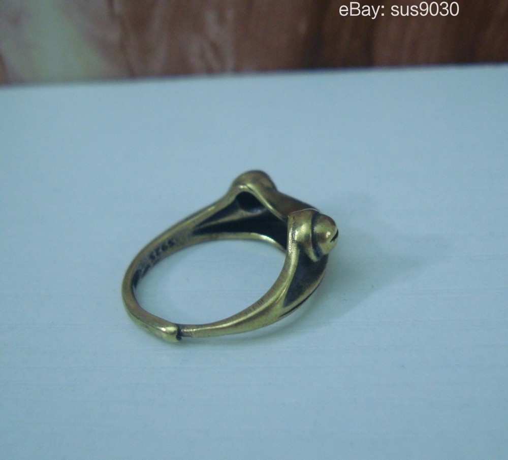 Retro Brass Frog Toad Statue Adjustable Ring US Size 6-8