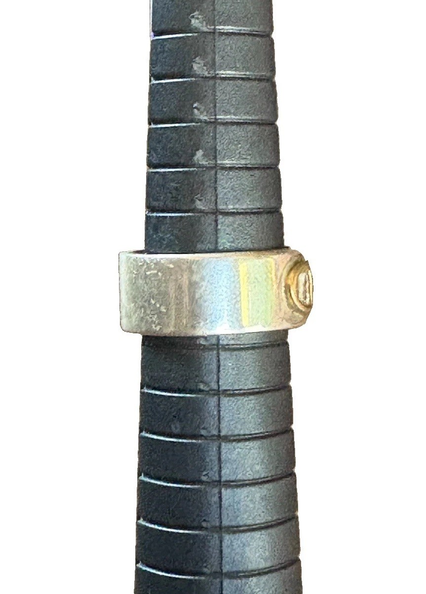 Vintage 925 Sterling Silver Gold Brass Horse Bit Equestrian Ring Size 7.25