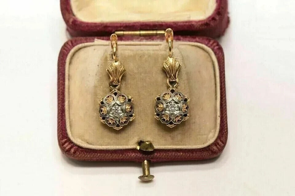 2.5Ct Art Deco Round Cut Lab Created Diamond Engagement 14K Gold Finish Earrings
