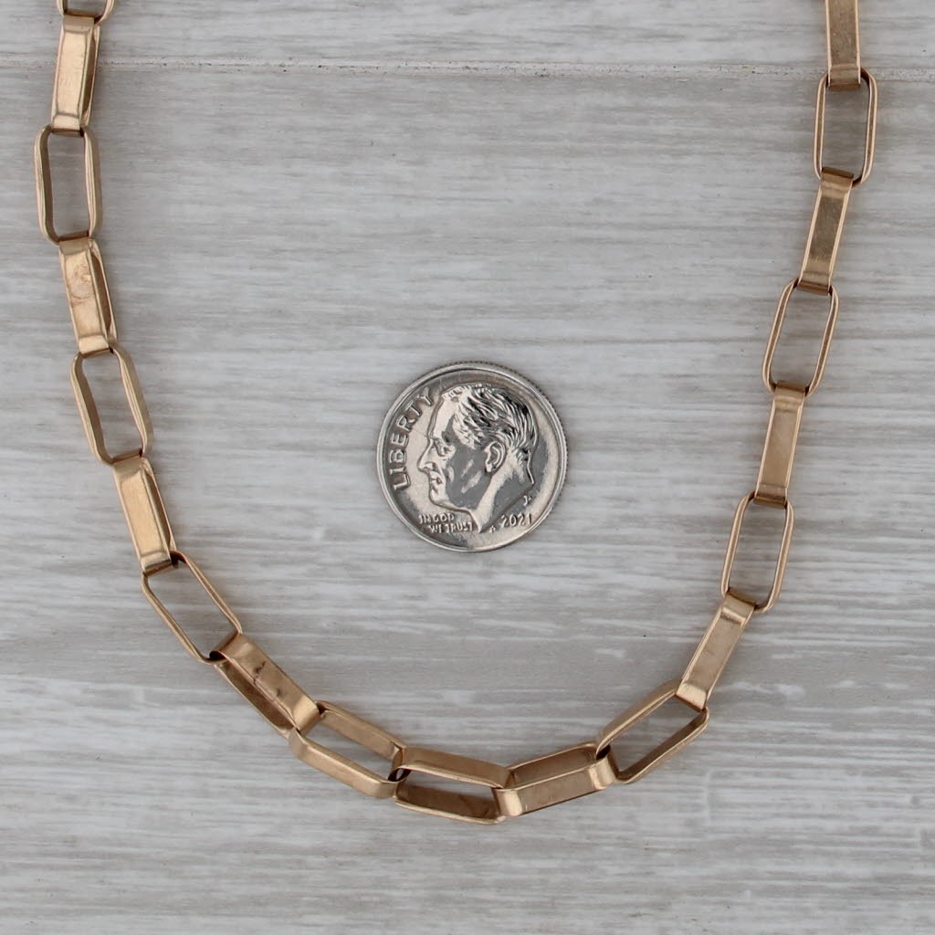 Antique Elongated Cable Chain Watch Chain Necklace 15.5″ 14k Yellow Gold