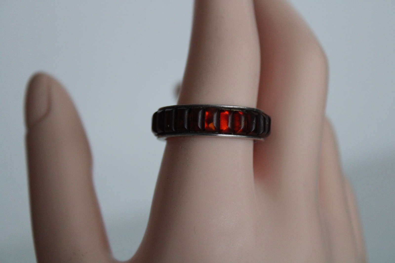 Vintage Sterling Silver Unisex Adult Garnet Ring, Signed: ST, S: 10.5