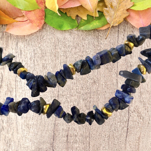 Lapis Necklace & Earring SET Lazuli Blue Natural Gravel Chip Gemstones