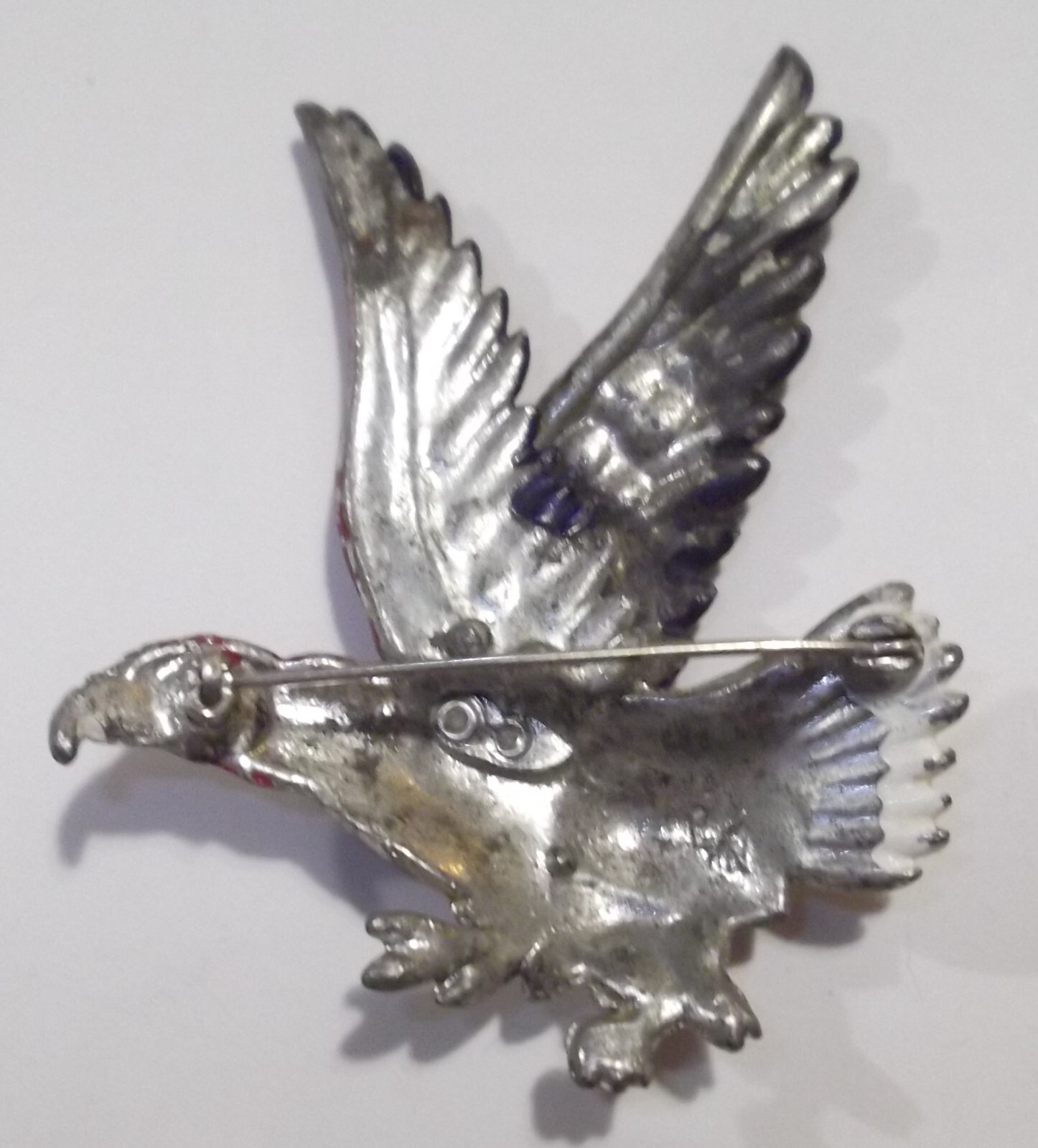 VTG Little Nemo Patriotic Pot Metal Eagle Enameled Brooch Pin Red/Wht/Blue 2.5″