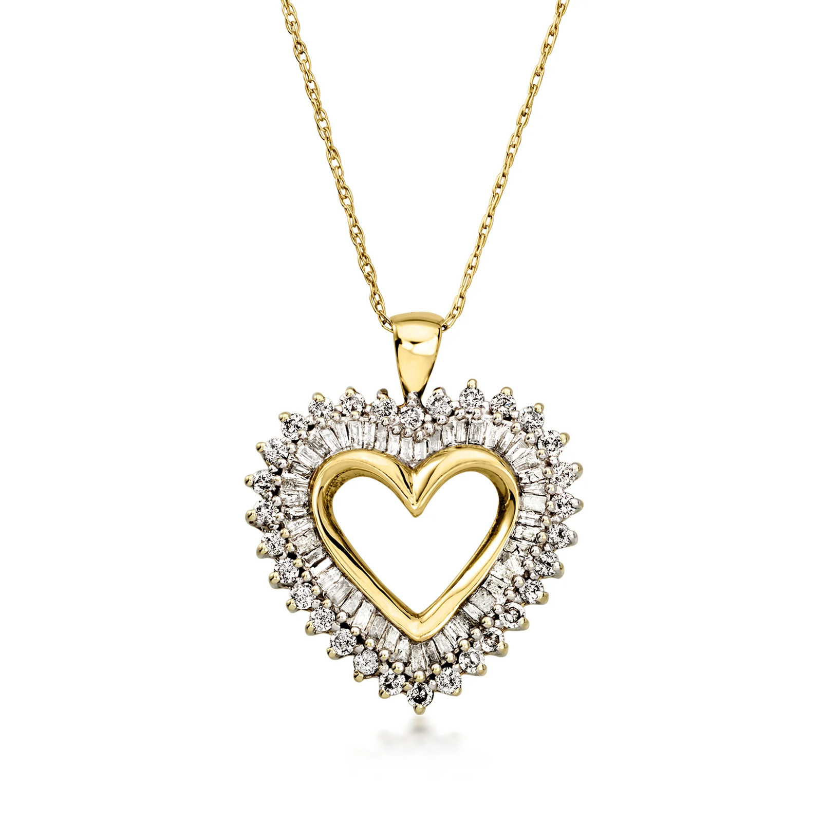 Vint Diamond Heart Ncklc in 14k Gold 19 inches