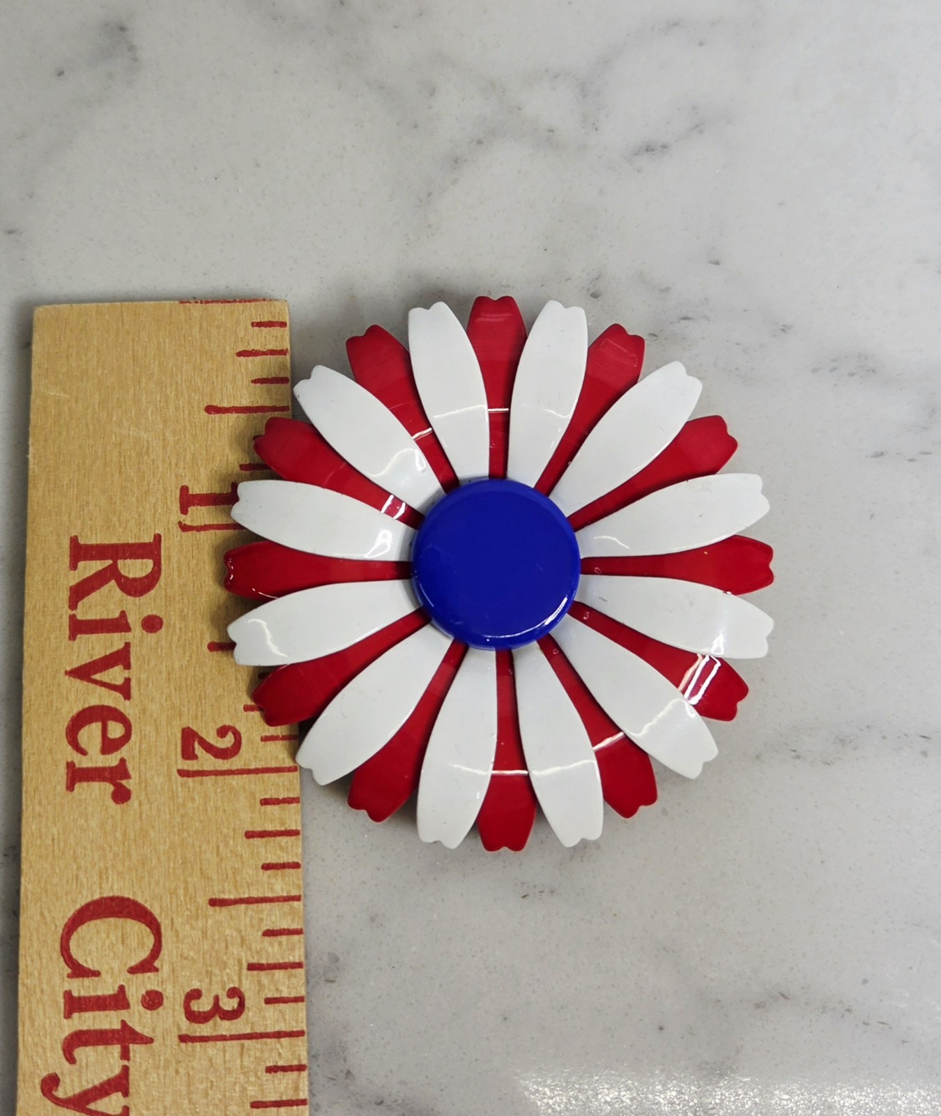 Vintage Red White & Blue Patriotic Jewelry Set Brooch Necklace & Bracelet