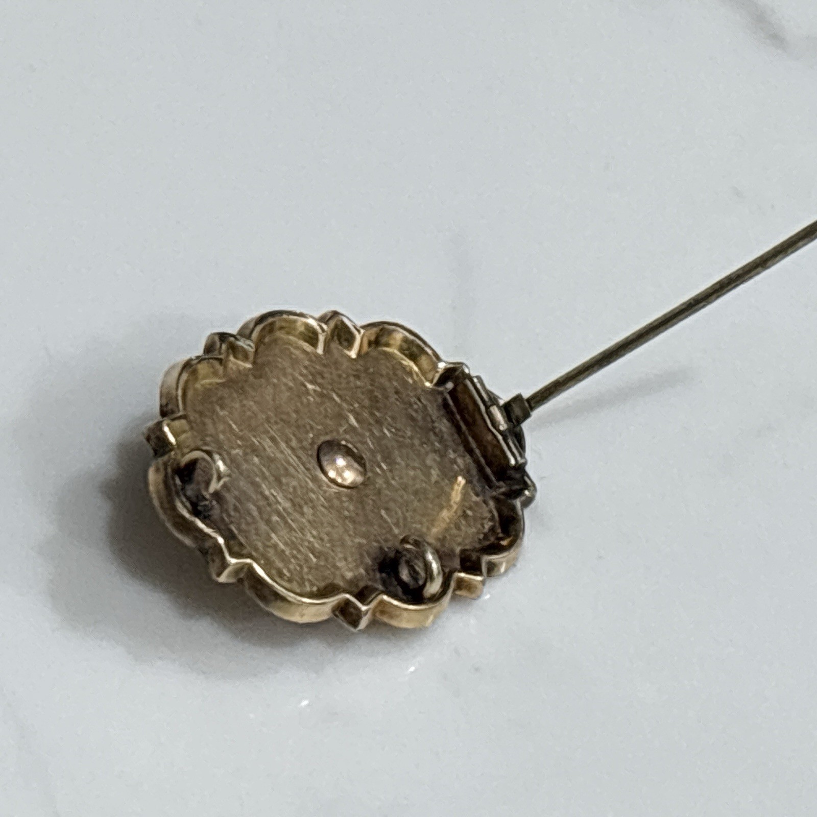 Antique Victorian Gold Filled Brooch Pin Floral Repousse Oval 3D Cross Vintage