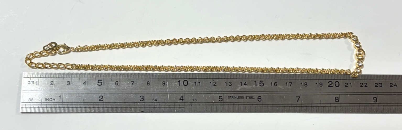 Christian Dior necklace pendant with rhinestones CD logo gold plated Vintage