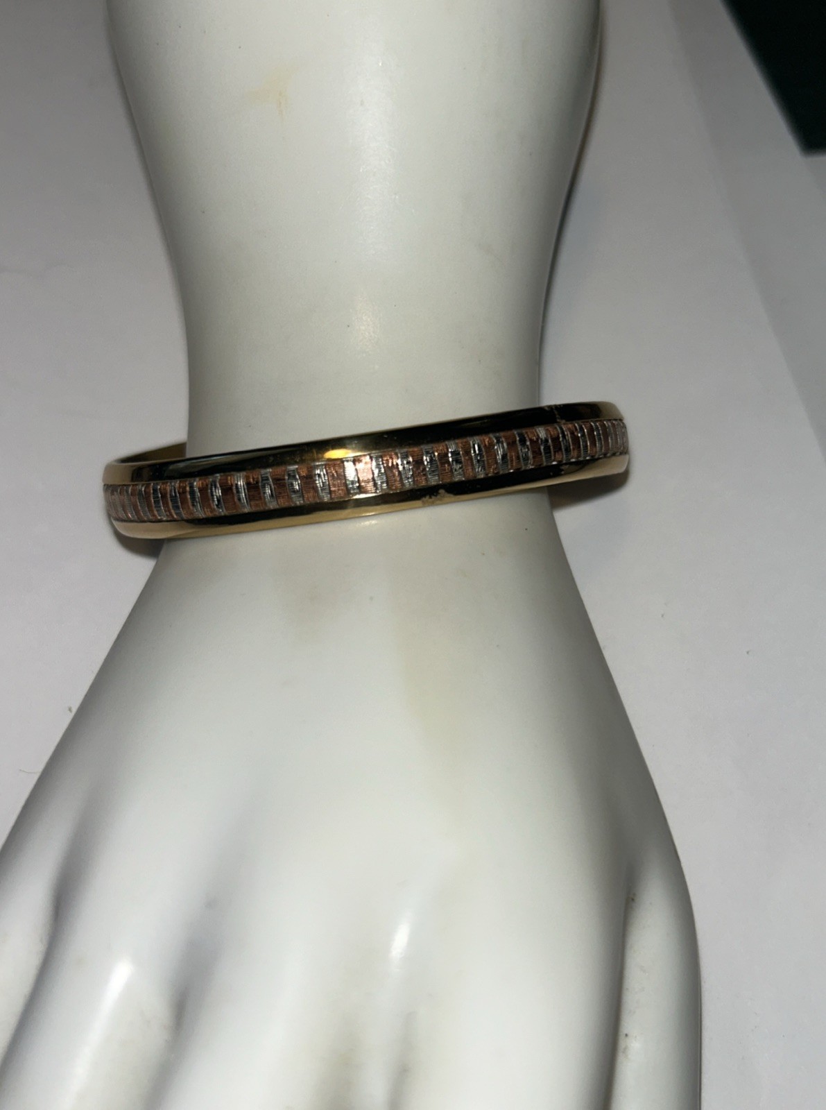 Vintage Signed Sergio Lub 2.5″ Mixed Metals Cuff Bracelet Gold Silver Copper…