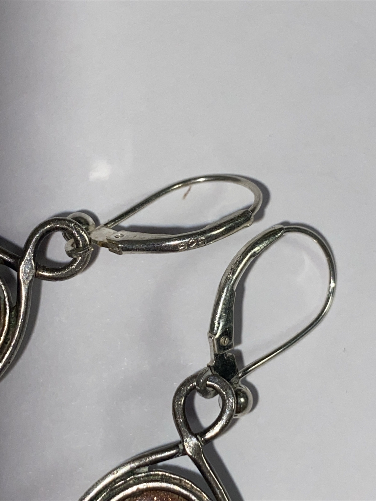 Earrings Pierced Hanging Big Sparkling Goldstones Cabs Sterling Silver LeverBack