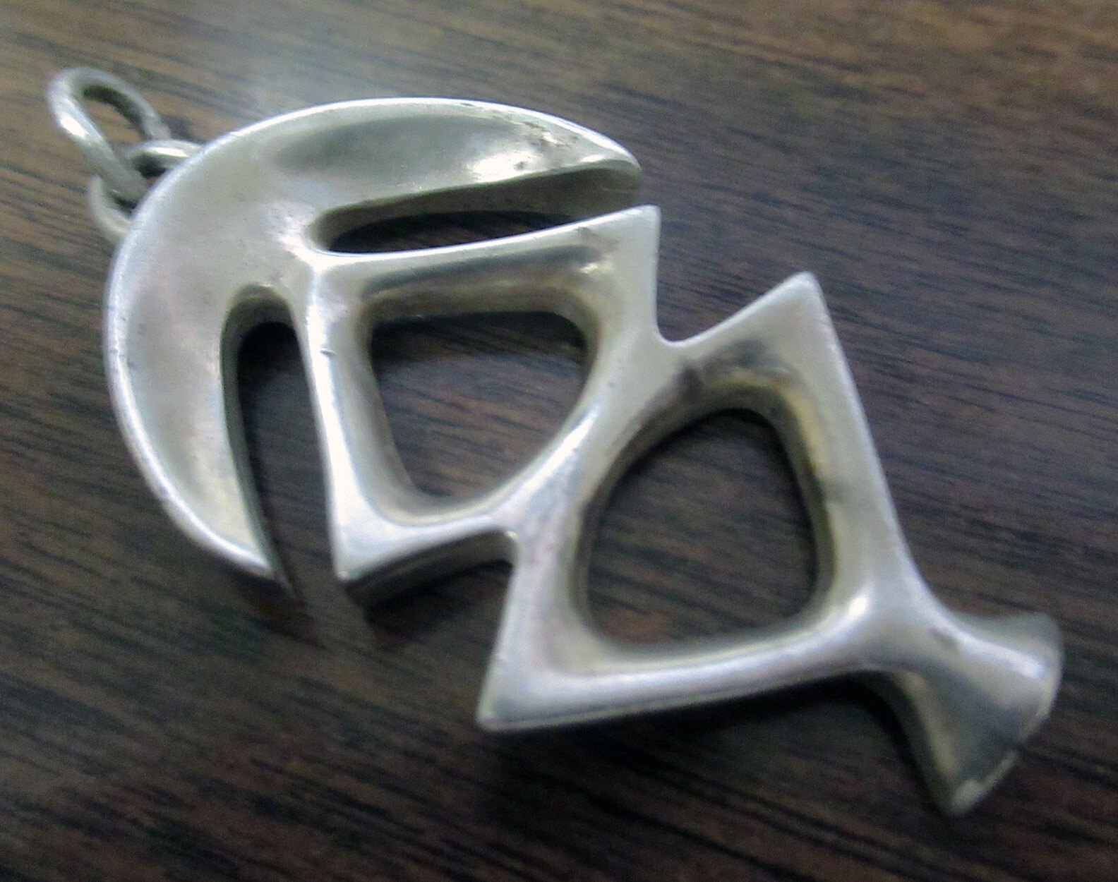 UNIQUE ABSTRACT CAST STERLING PENDANT, 2 1/4 INCHES, by DB