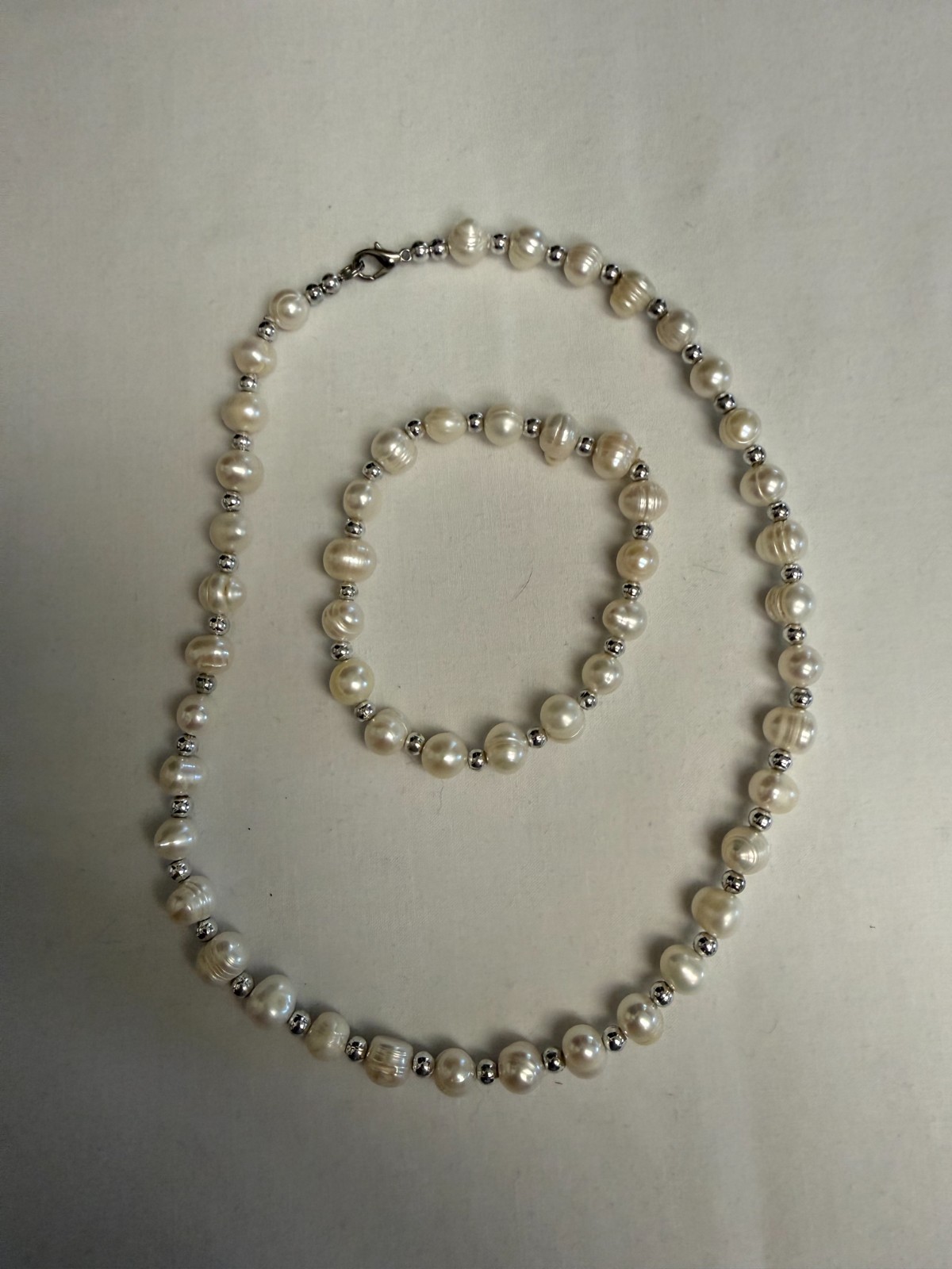 Vintage Freshwater Baroque pearl necklace & bracelet set