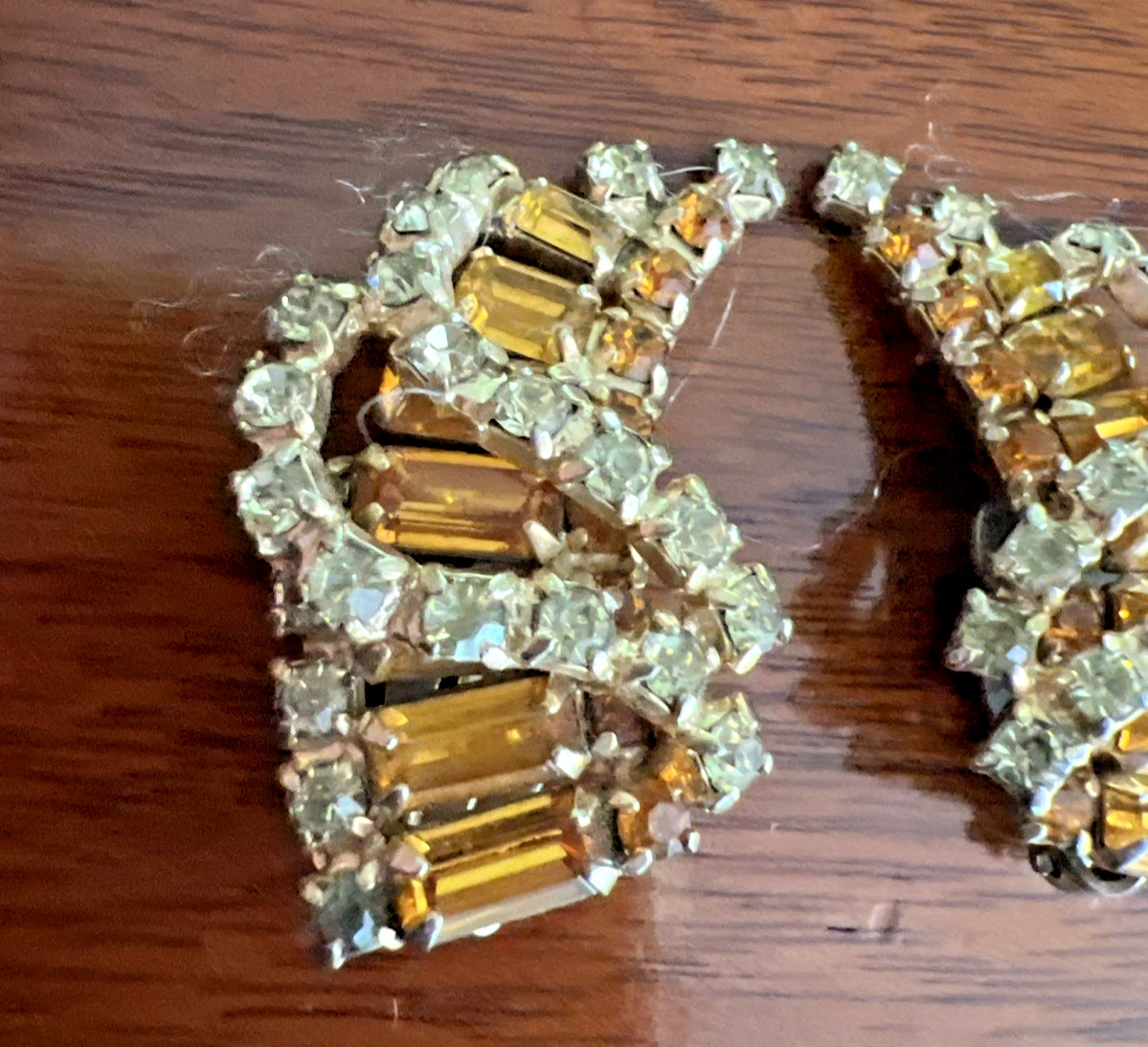 VTG. KRAMER N.Y. PARURE TOPAZ & CLEAR RHINESTONE NECKLACE BRACELET EARRING SET