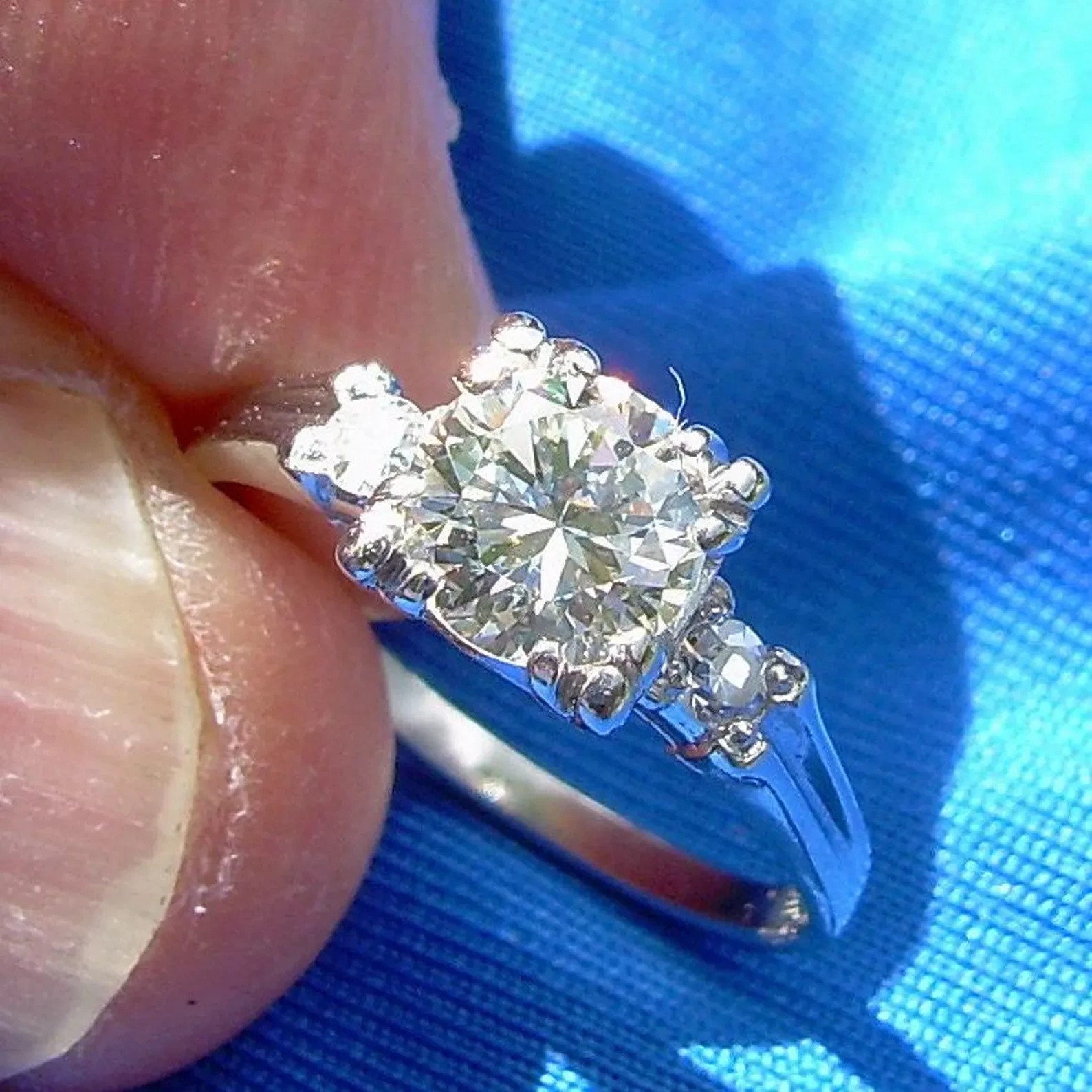 Original EARTH MINED DIAMOND Art Deco Engagement Ring 14K GOLD Vintage Solitaire
