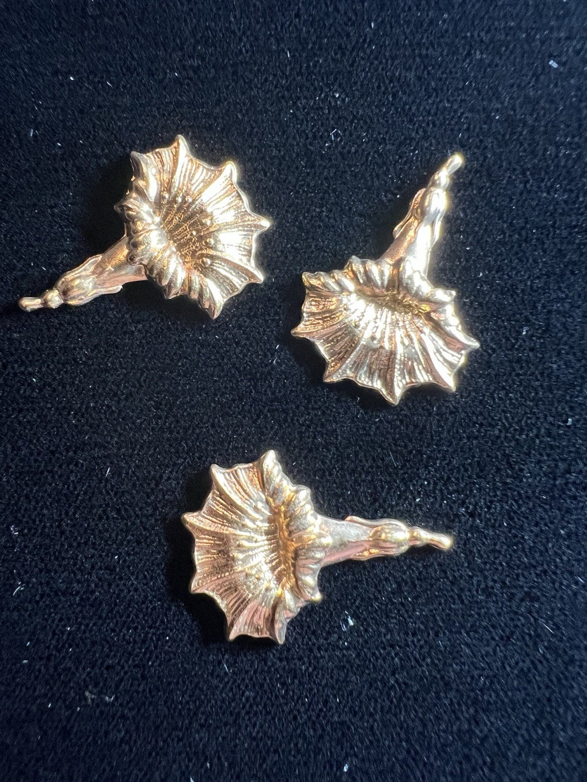 Three Vintage Floral Brass Stampings 22K Gold Plated for Jewelry/Crafting/Decor