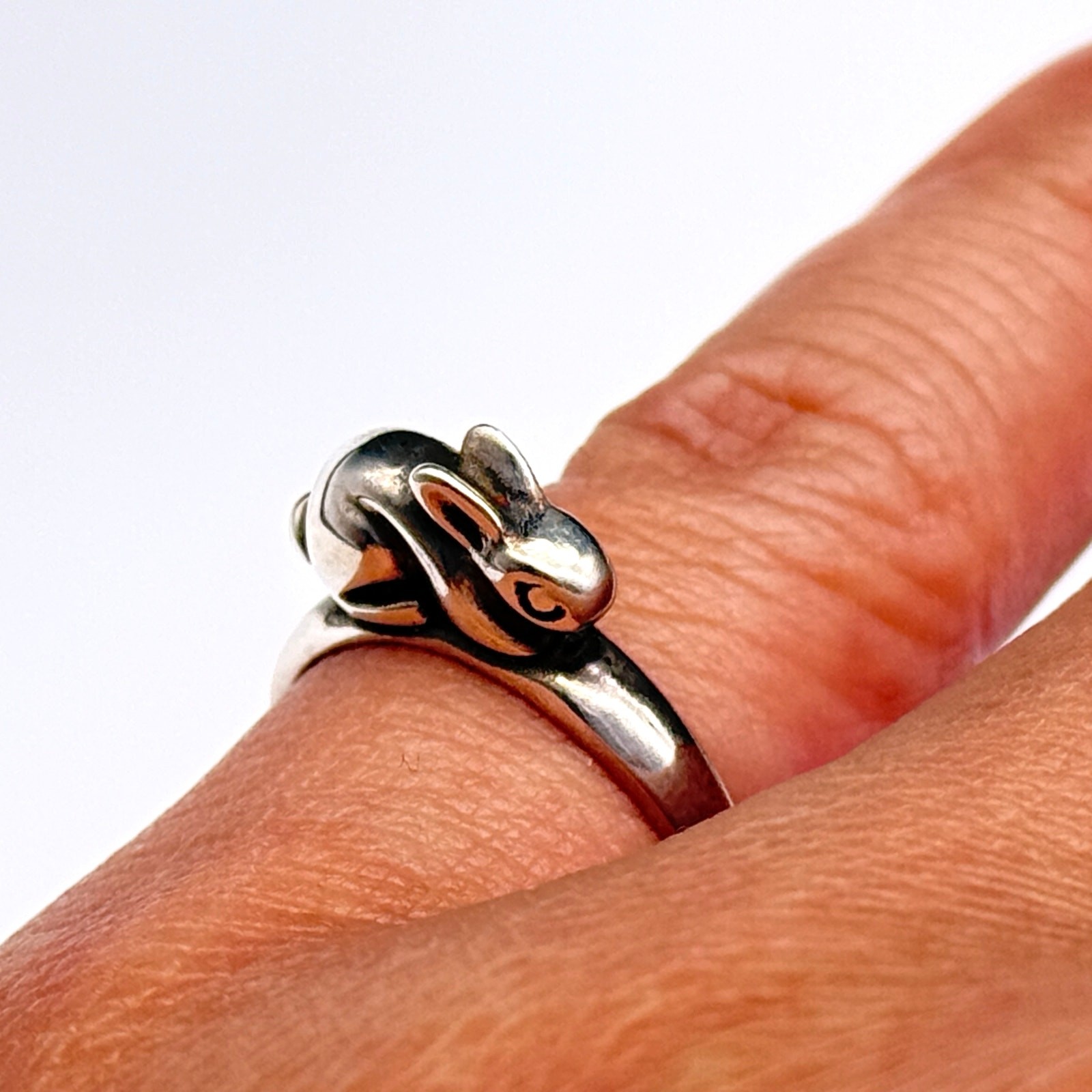 Vintage James Avery Rabbit Bunny Sterling Silver Ring Size 6.75