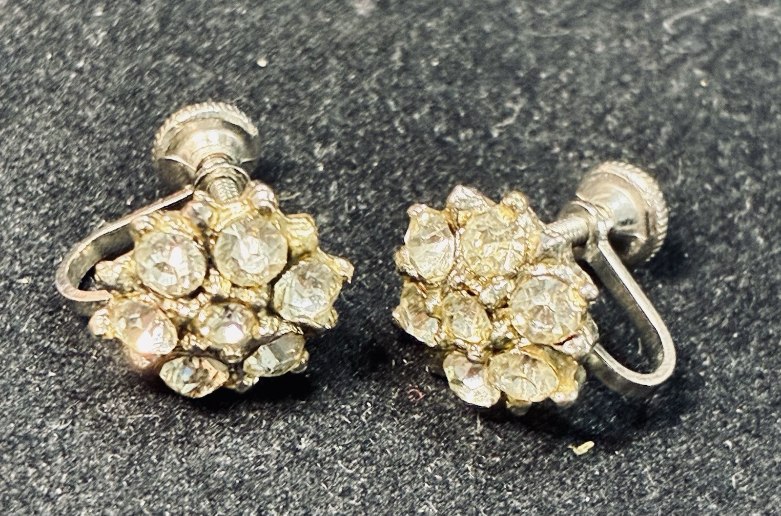 Vintage Screw-Back Earrings Lot 11 Pairs Rhinestone Faux Pearl Gold Tone Retro