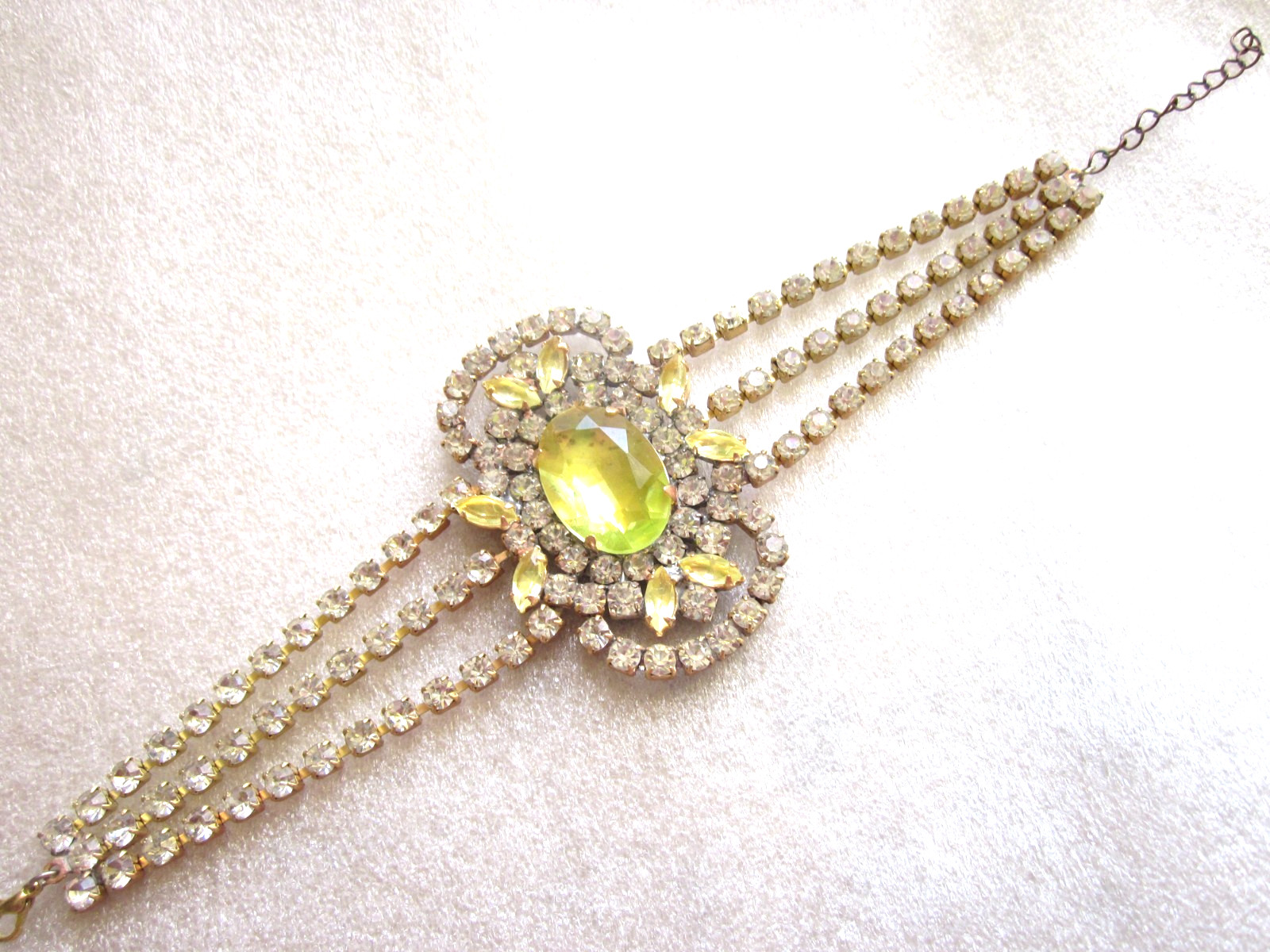 RHINESTONE VINTAGE AMAZING BEAUTIFUL CZECH HANDMADE BRACELET ”M+S” B123
