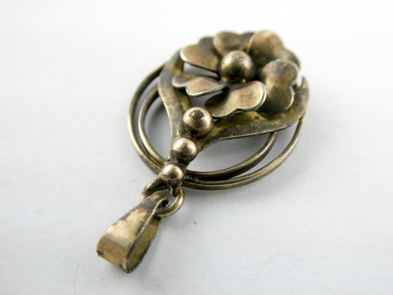 Vintage 1/20th 12k Gold Fill on Sterling Silver Flower Pendant 2.7g 1.25 Inches
