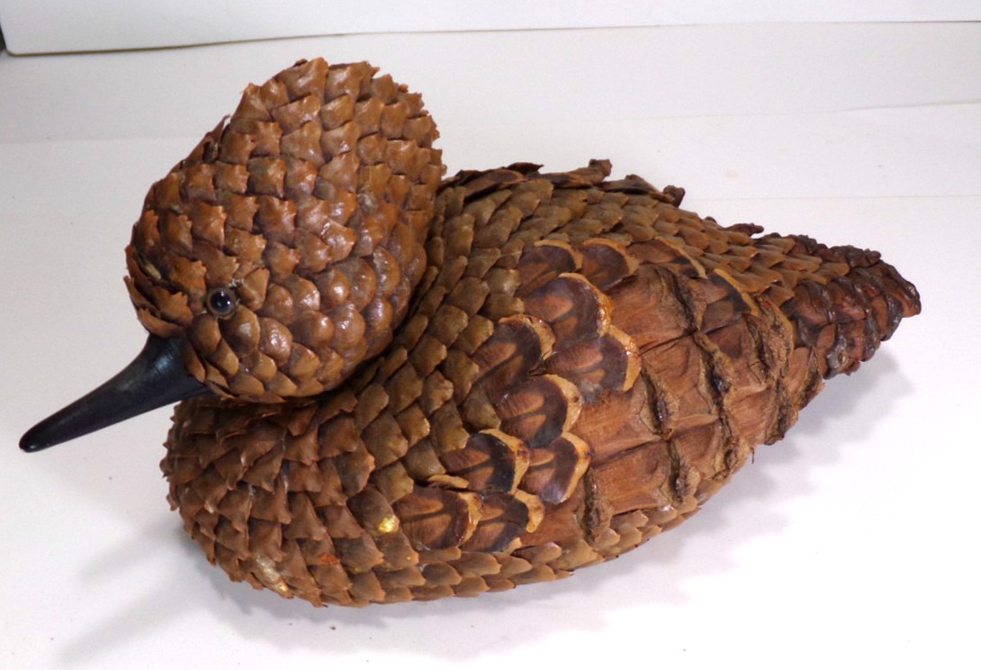 Handmade Pine Cone Duck Folk Art Figurine Rustic Craft WV14