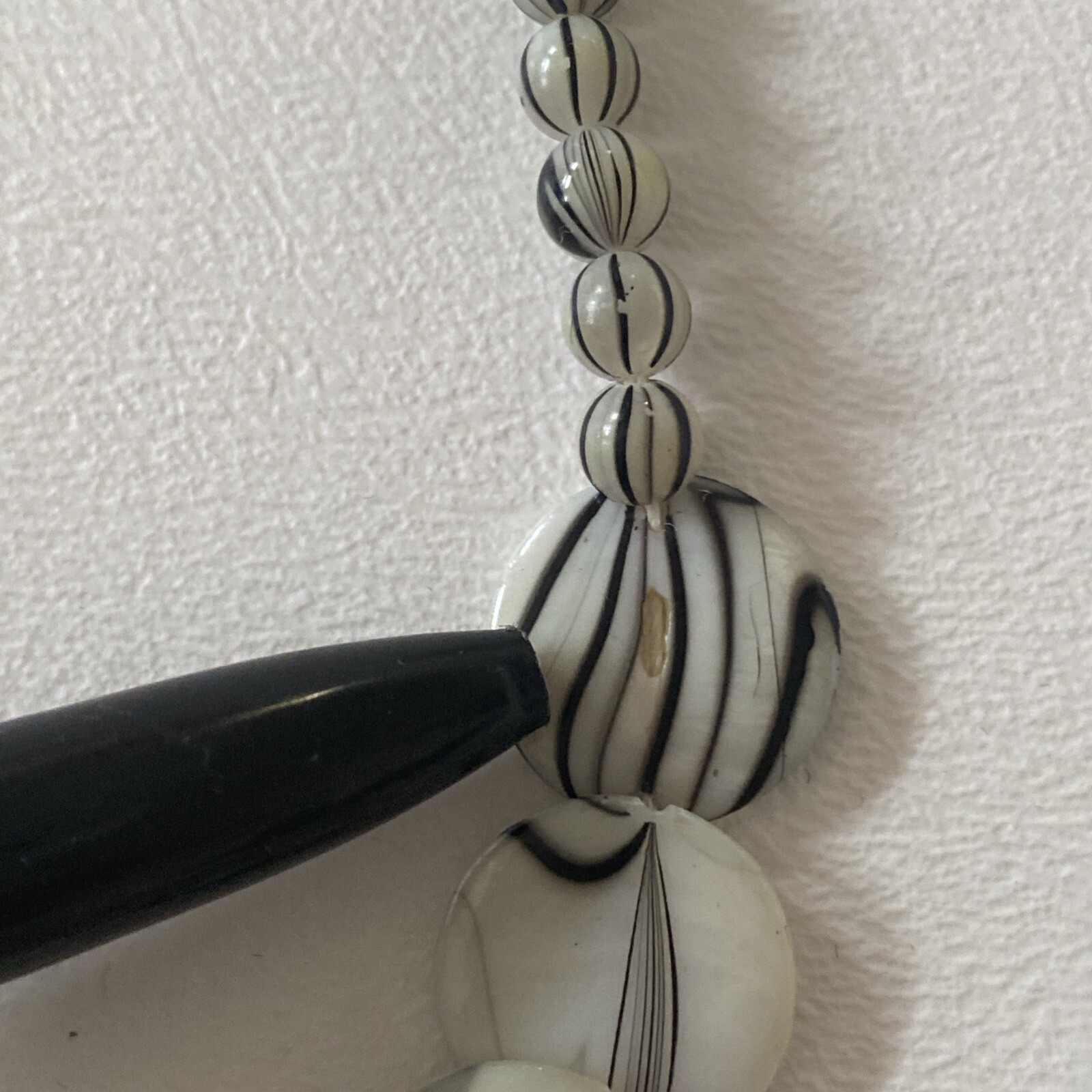 Reversible Vintage Bone Or Stone Bead Necklace – Flat Disk Beads – 18″ Lobster