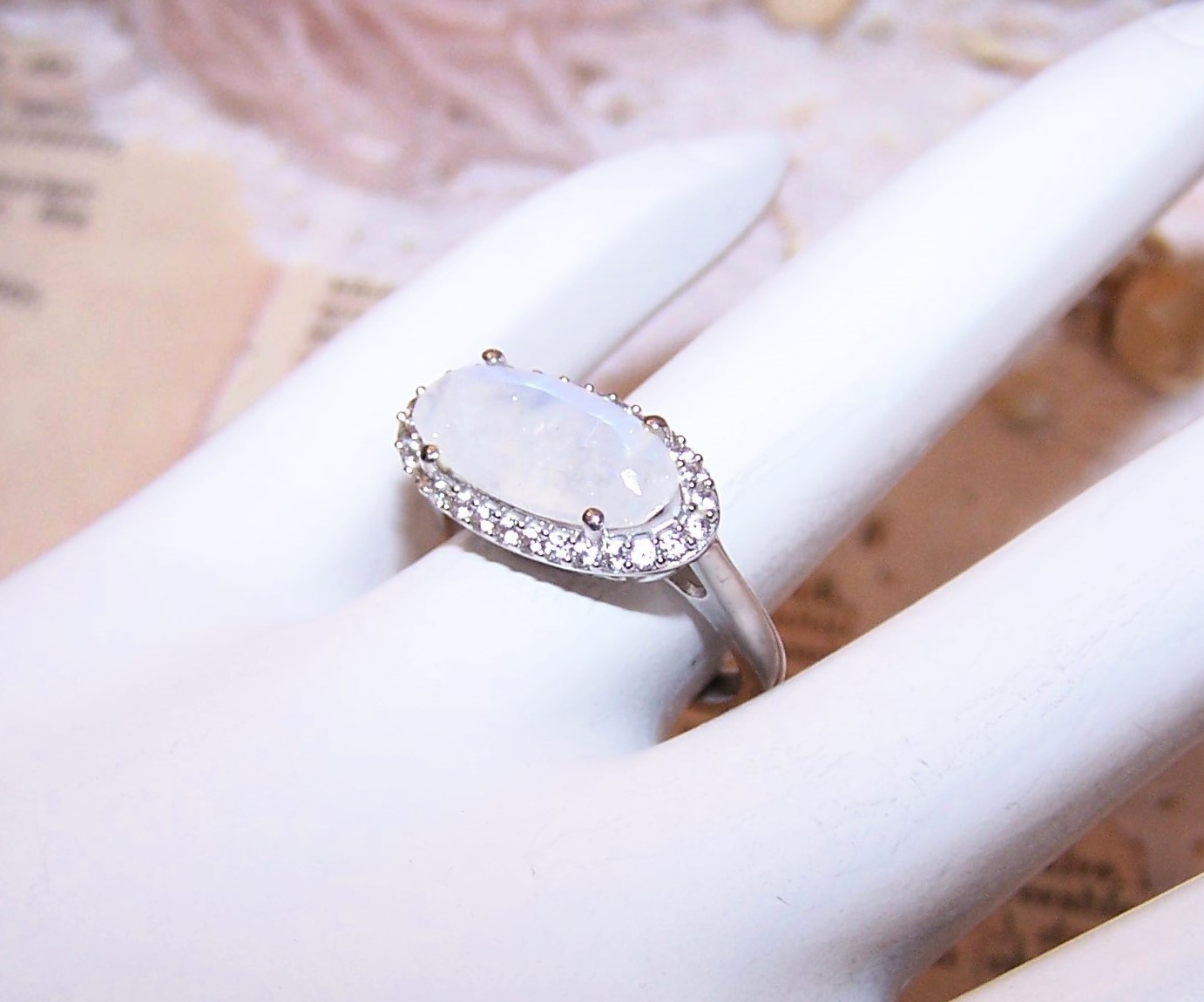 MCGI Sterling Silver Moonstone Quartz Zircon Ring – Size 5.75