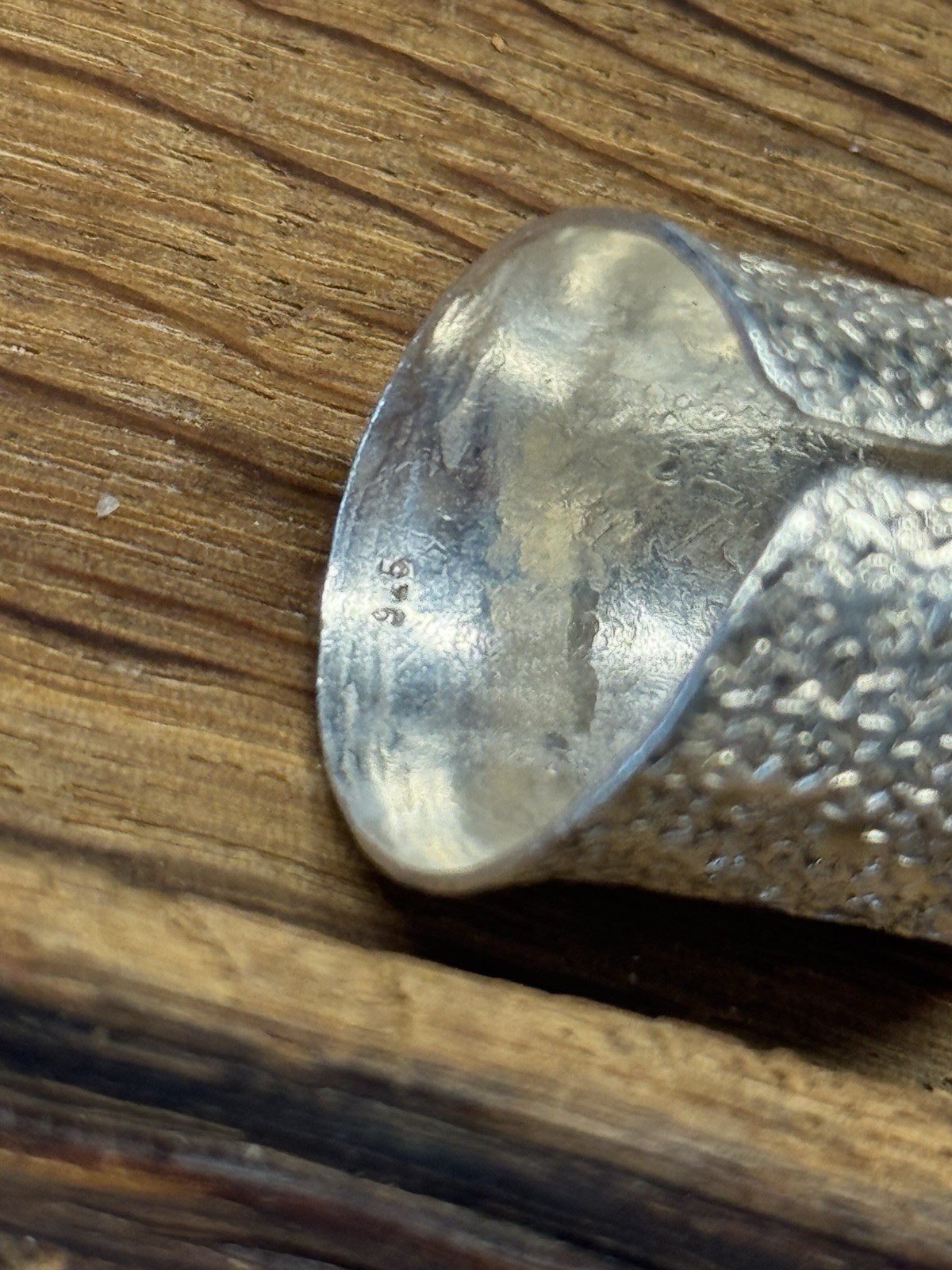 Artisan ring wide sterling silver 925 hand-crafted