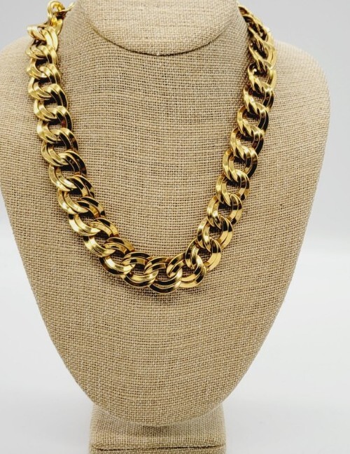 Napier Vintage High Powered Gold Tone DOUBLE Link Heavy Necklace 21 in Signed