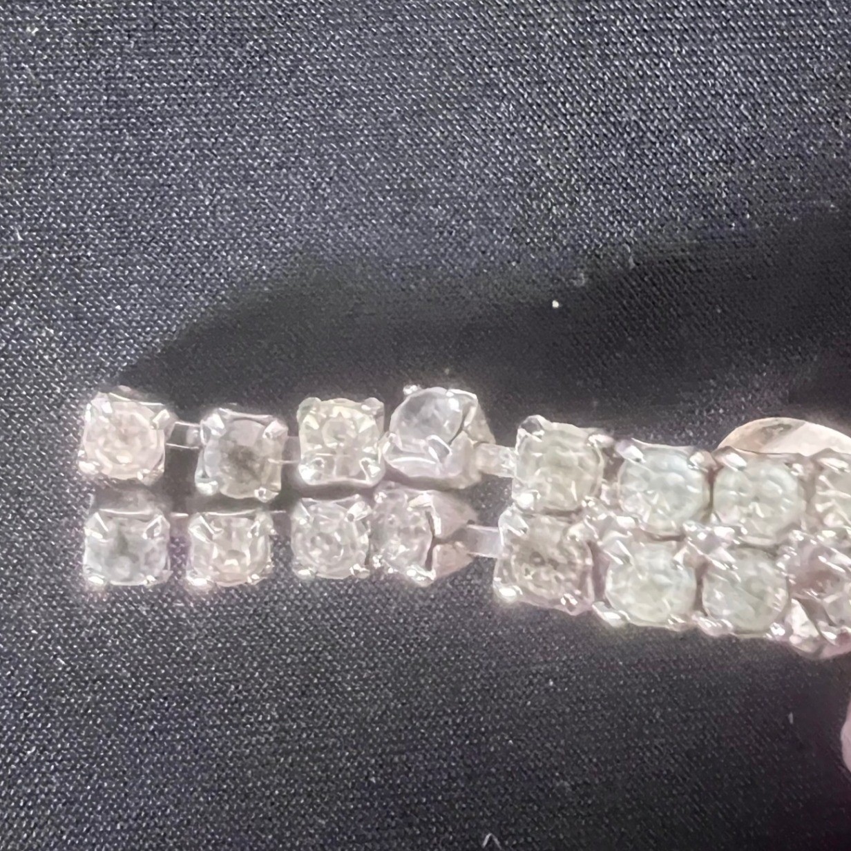 Vintage MUSI Clear Rhinestone Scroll Shoe Clips Silver Tone Pair Mid Century