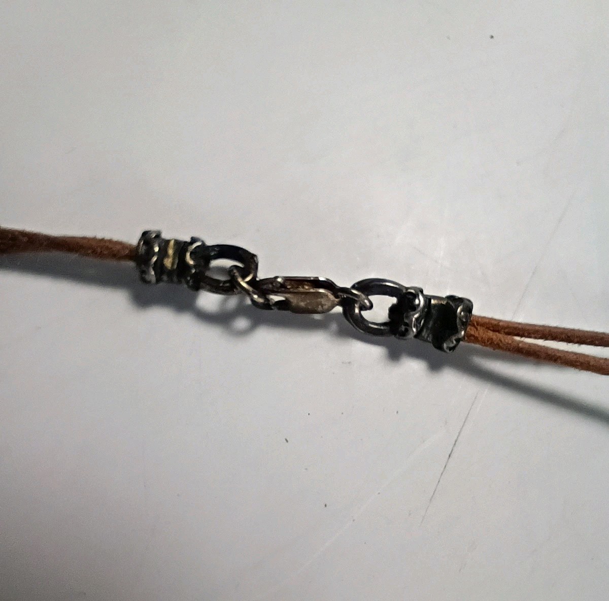 Rectangle Tiger Eye Brown Shell Penadant Necklace Brown Leather Cord 925 Silver