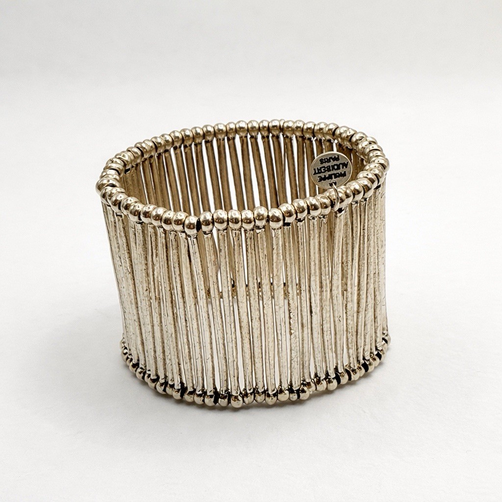 PHILIPPE AUDIBERT PARIS VINTAGE SILVER TONE BAR CUFF STRETCH BRACELET 7.5 in