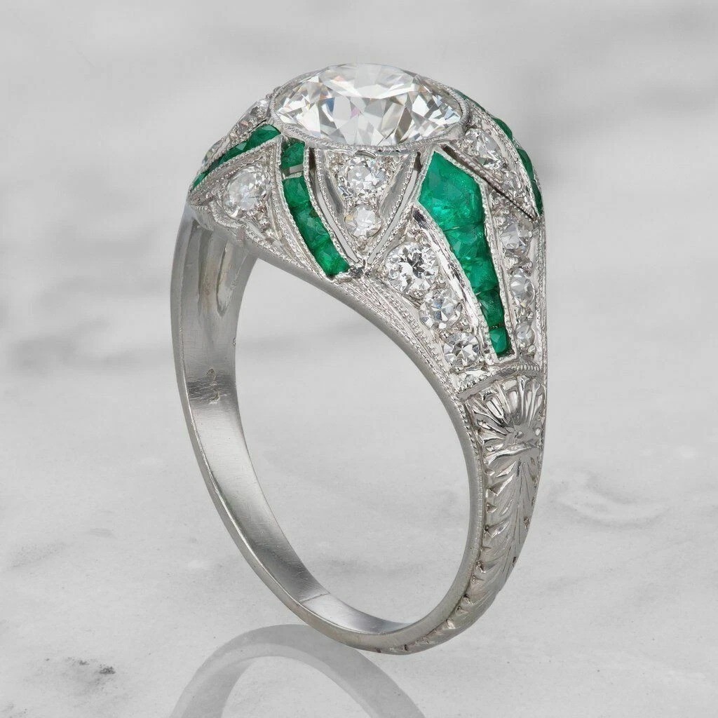 3.15Ct Art Deco Style Lab Created Diamond Anniversary 14k White Gold Finish Ring