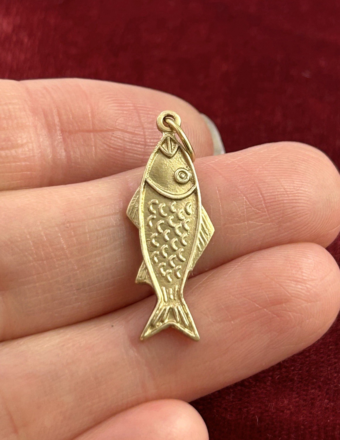 Vintage Fish Charm Pendant Vintage Jewelry Gift For Her Brass Metal Charm