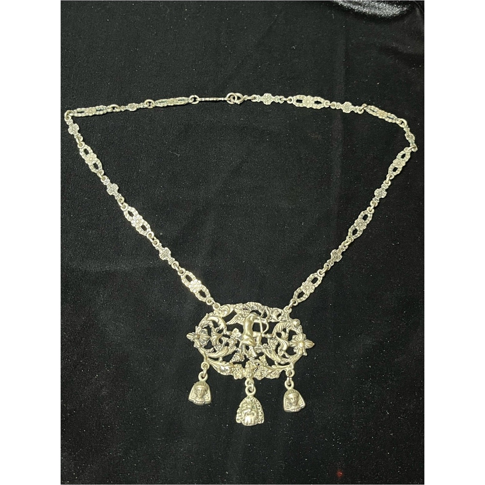 Coppini Antique Italian Renaissance Revival 800 Silver Medallion Necklace 1750