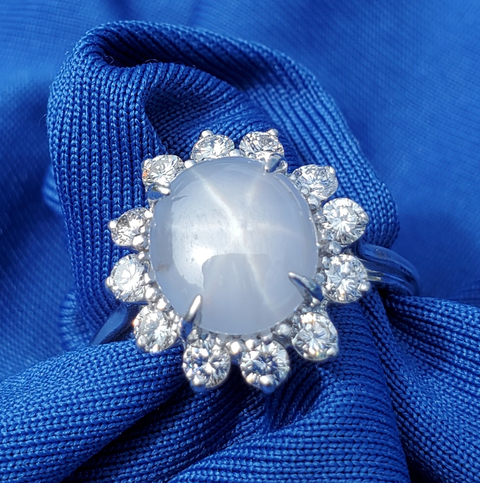 Original EARTH MINED STAR SAPPHIRE DIAMOND Deco Engagement Ring Diana Solitaire