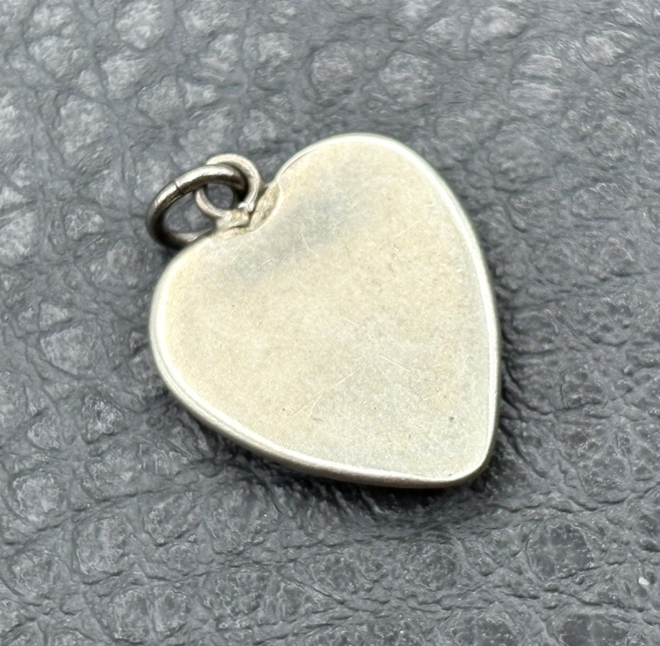 Morpho Heart Shaped Tropical Sunset Pendant Palm Tree Charm Vintage Silver Tone