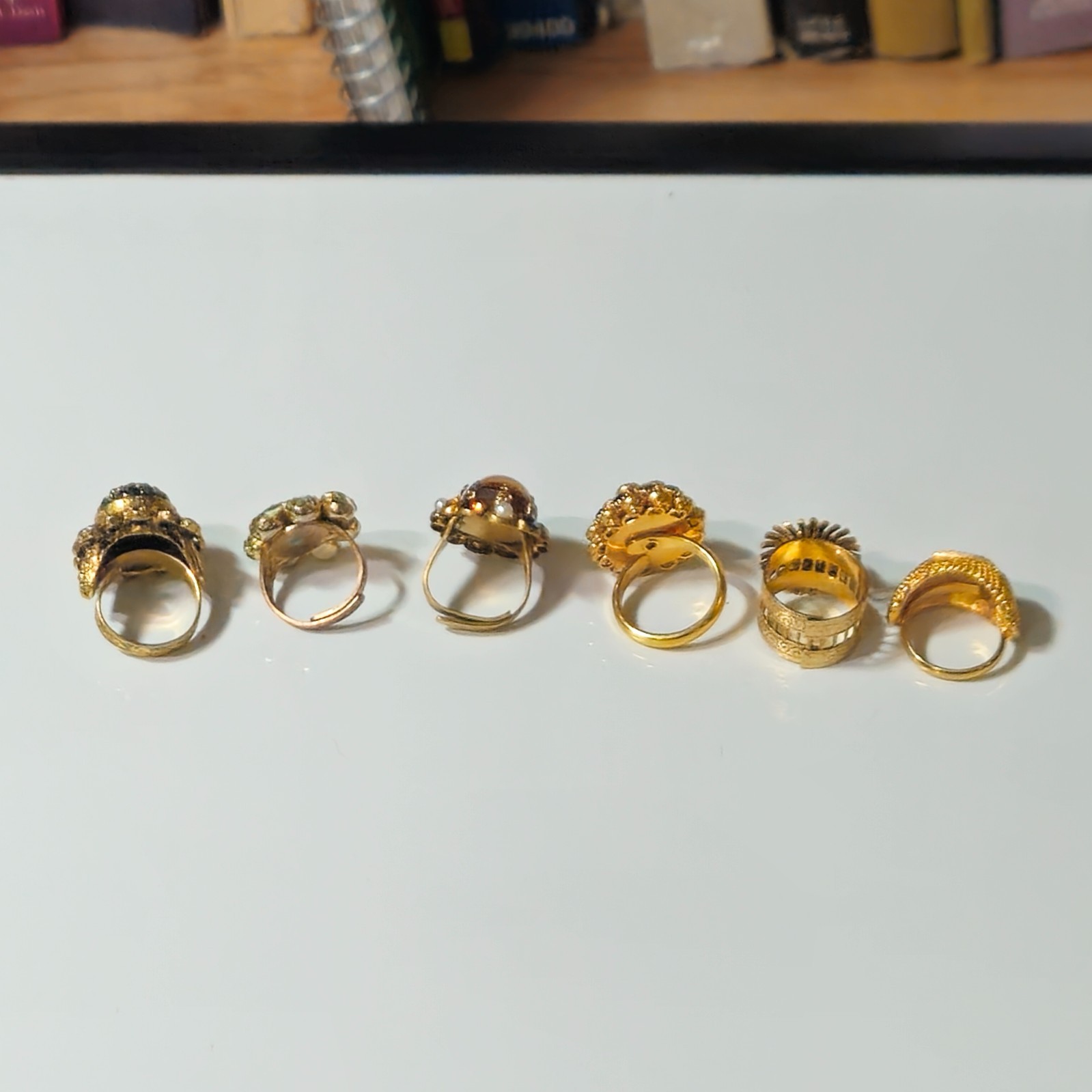 Vintage 6 Pc Assorted Judy lee &Unsigned Ring Lot Jewelry Mixed Styles and Sizes