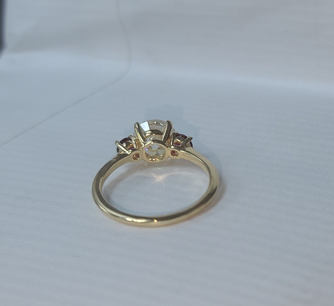 14K Yellow Gold Engagement Three Stone Ring 1.64CT.Natural Round Cut Diamond