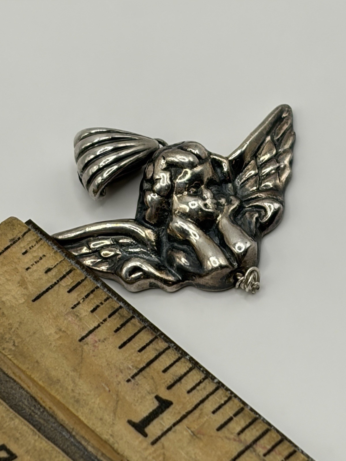 2 Vintage Sterling Silver cherub Pendants – 925 Angel Charm