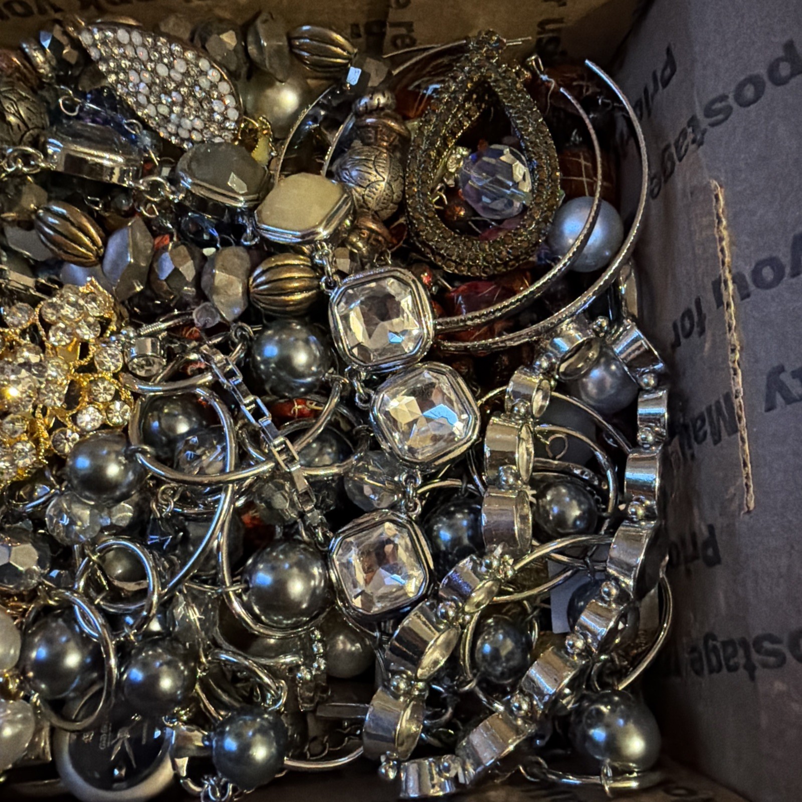 Vintage to Now Jewelry Lot All Wearable Untested. No Junk. Box B8 Rhinestones