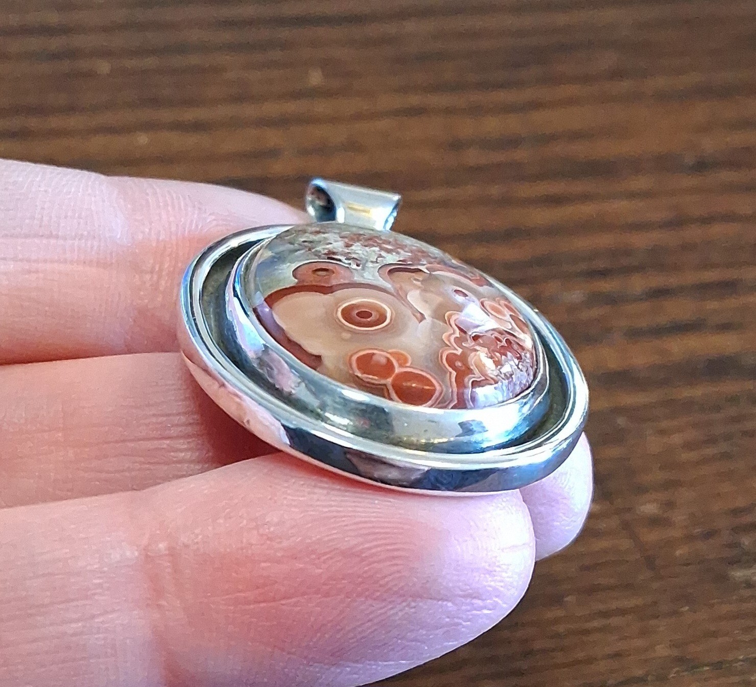 Vintage Sterling Crazy Lace Agate Pendant 19grams See Pics/Description