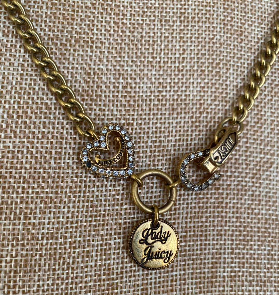 Lady Juicy Necklace Vintage Y2K 15″ Gold Choker Chain Love Luck Couture